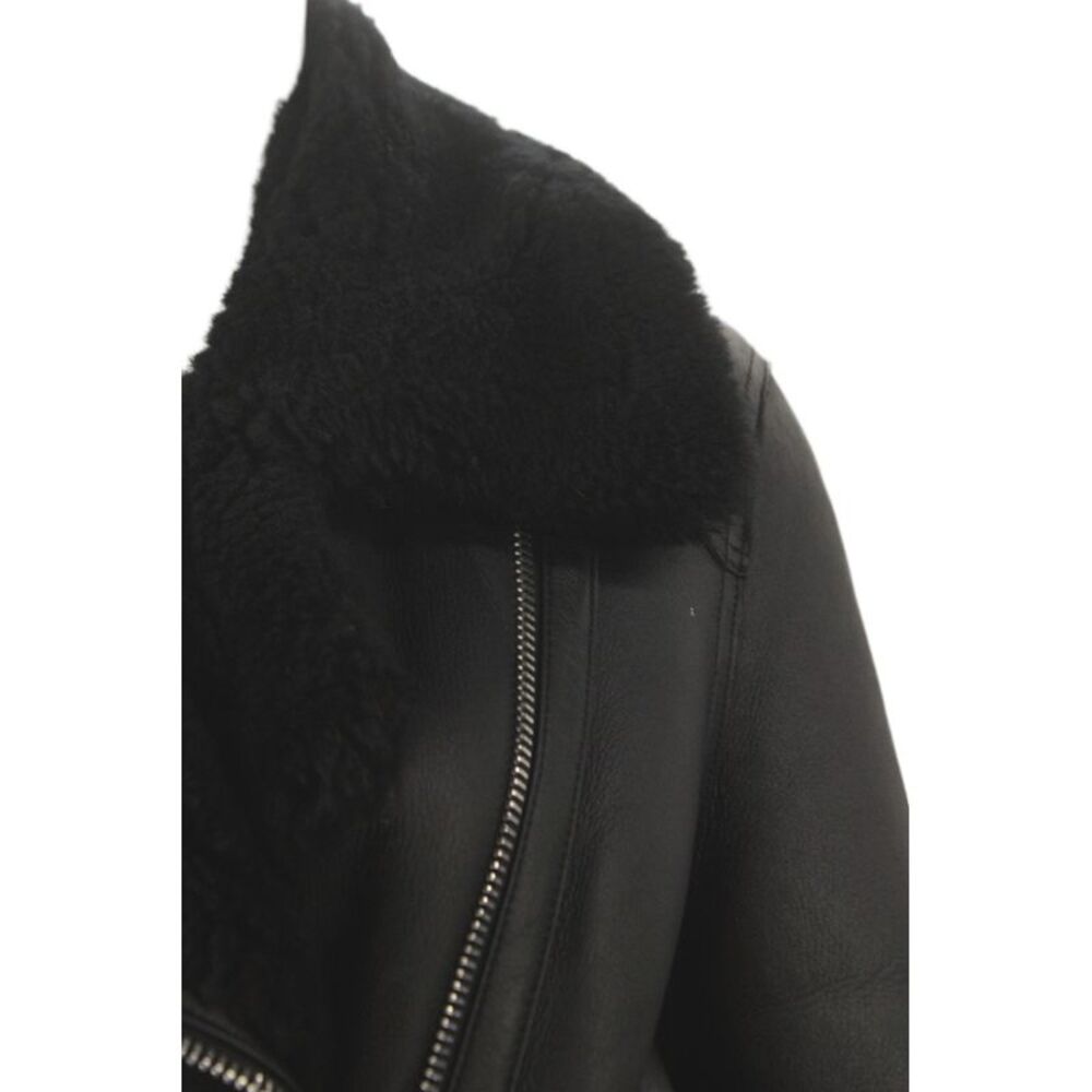 ACNE Studios Womens Biker Lamb Shearling Jacket Black Size 36 - Picture 2 of 7